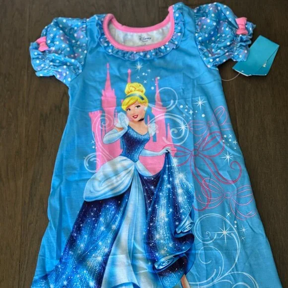 Disney Store Cinderella Princes Nightshirt Nightgown Girls Blue Pink Castle 4 4T
